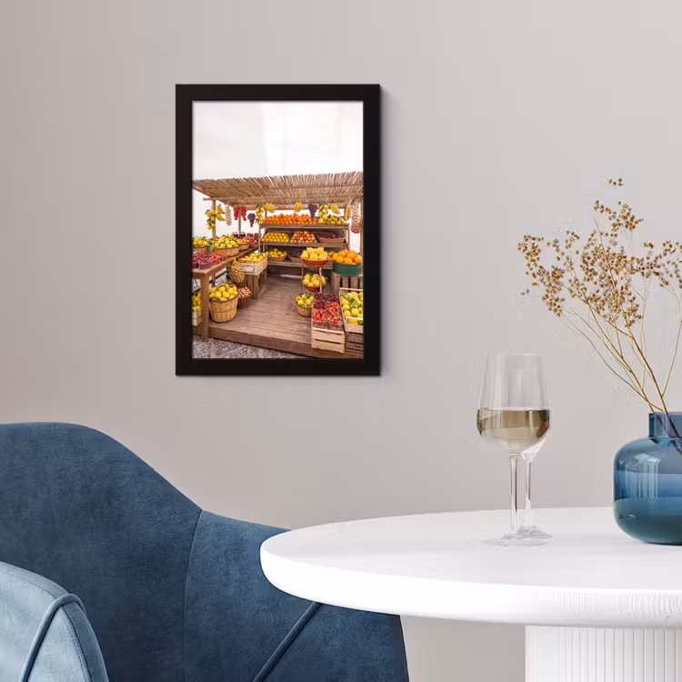 Poster met lijst - Marktkraam - Fruit - Vers - Marktkraam - Fruit - Vers fotolijst zwart zonder passe partout klein