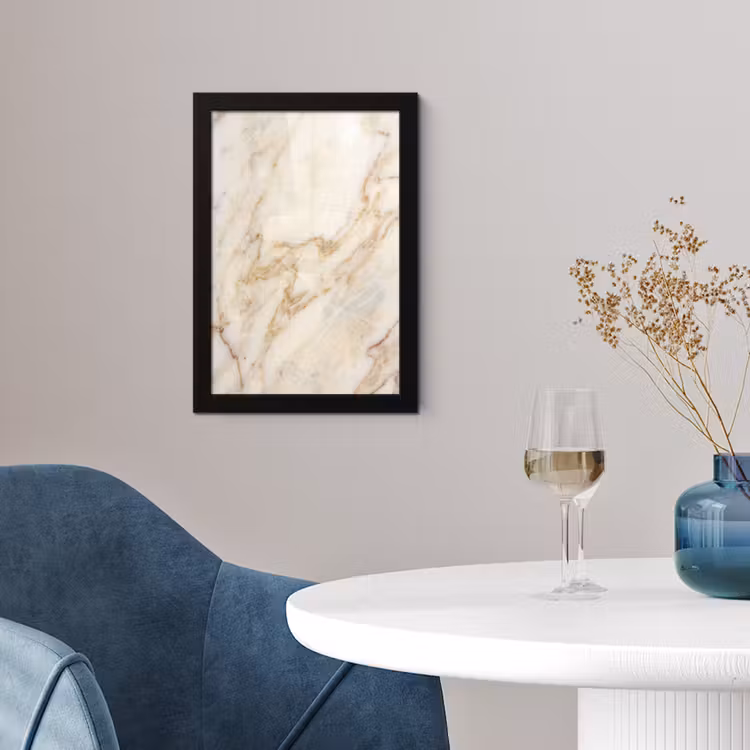 Marmer - Ader - Abstract - Wit - Goud fotolijst zwart zonder passe partout klein -sfeer4