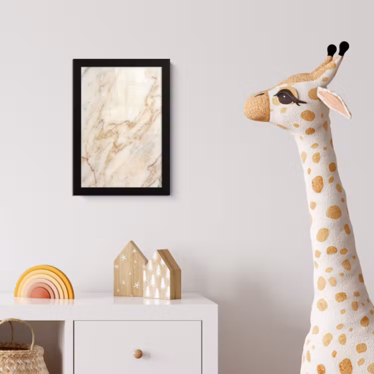 Marmer - Ader - Abstract - Wit - Goud fotolijst zwart zonder passe partout klein -usfeer4_kinderkamer