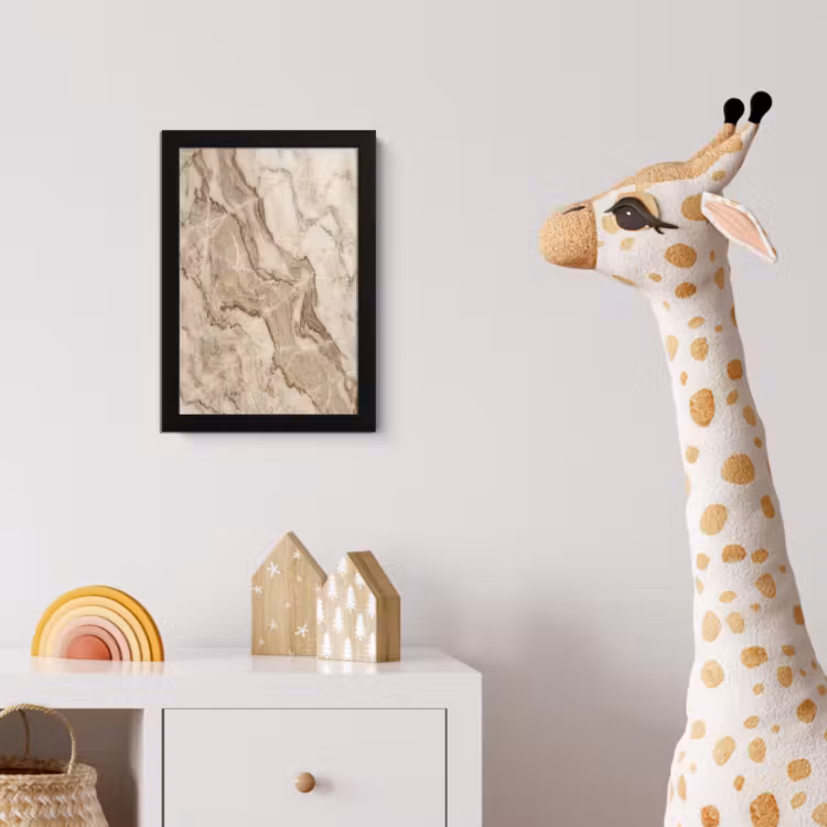 Marmer - Aderen - Textuur - Beige - Modern fotolijst zwart zonder passe partout klein -usfeer4_kinderkamer