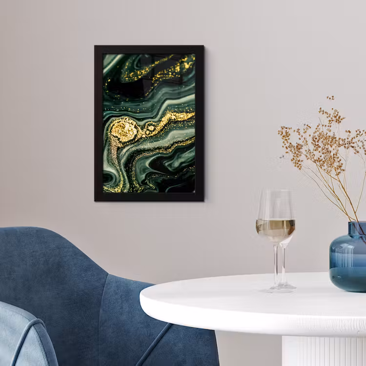 Marmer - Goud - Glitter - Groen - Marmerlook - Luxe fotolijst zwart zonder passe partout klein -sfeer4
