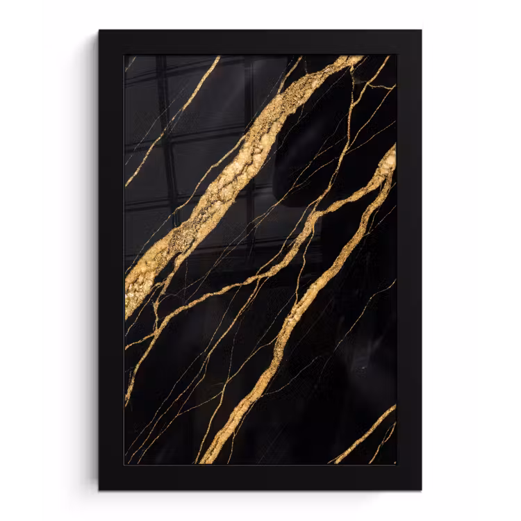 Marmer - Goud - Textuur - Abstract - Zwart fotolijst zwart zonder passe partout klein -3d