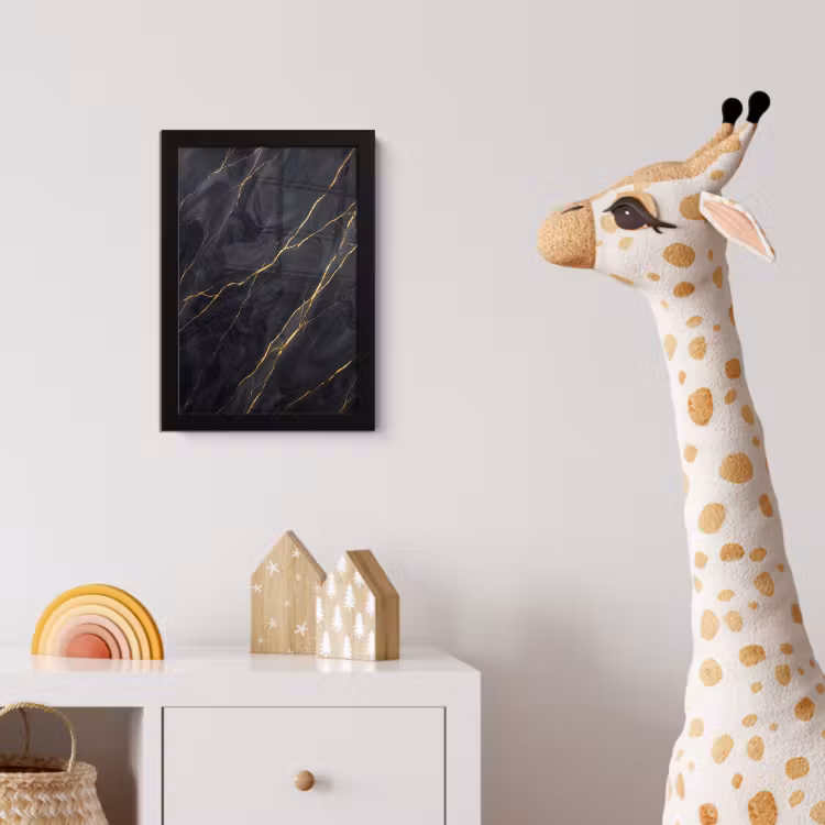 Marmer - Goudaders - Abstract - Modern - Zwart fotolijst zwart zonder passe partout klein -usfeer4_kinderkamer
