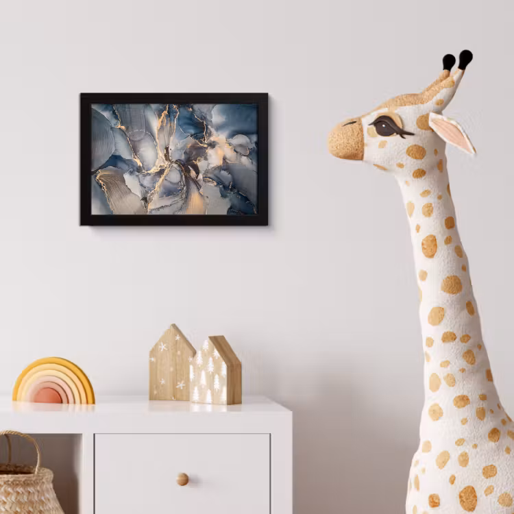 Marmer - Grijs - Blauw - Luxe - Goud fotolijst zwart zonder passe partout klein -usfeer4_kinderkamer