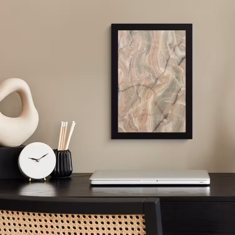Marmer - Patroon - Abstract - Beige - Groen fotolijst zwart zonder passe partout klein -sfeer1
