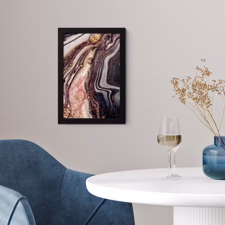 Marmer - Roze - Goud - Glitter - Marmerlook fotolijst zwart zonder passe partout klein -sfeer4