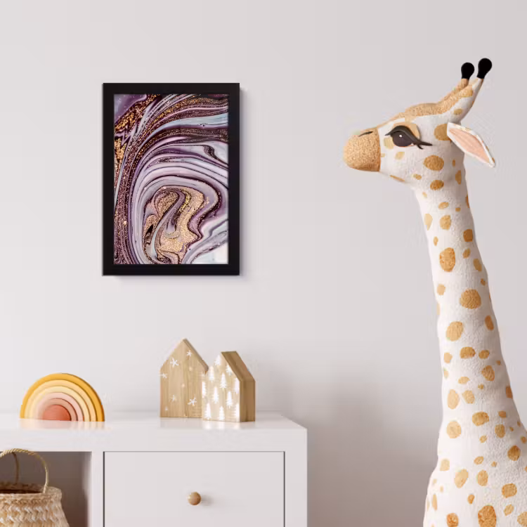 Marmer - Roze - Goud - Glitter - Marmerlook - Luxe fotolijst zwart zonder passe partout klein -usfeer4_kinderkamer