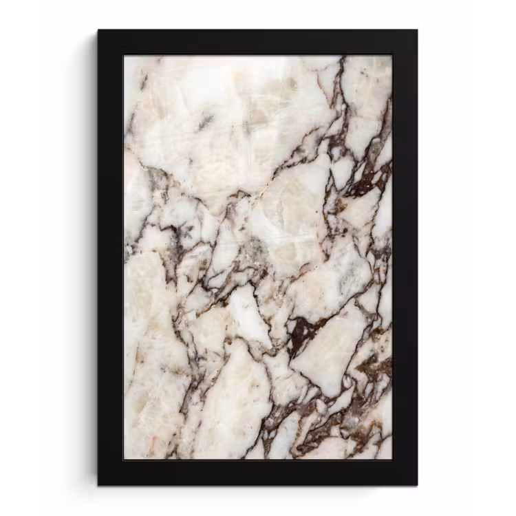 Marmer - Textuur - Abstract - Wit - Bruin fotolijst zwart zonder passe partout klein -3d