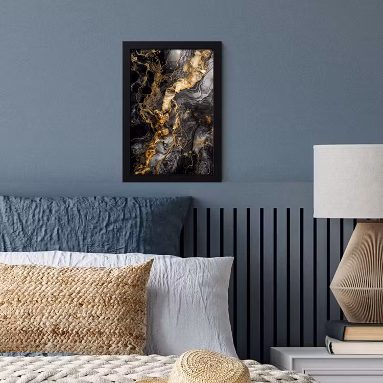 Marmer - Zwart - Goud - Abstract fotolijst zwart zonder passe partout klein -sfeer3