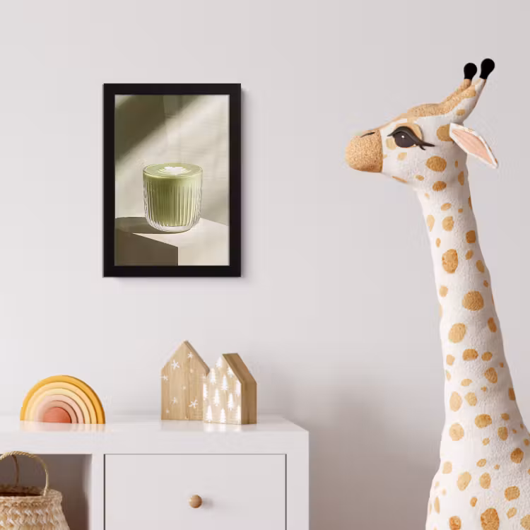 Matcha - Glas - Groen - Minimalistisch fotolijst zwart zonder passe partout klein -usfeer4_kinderkamer