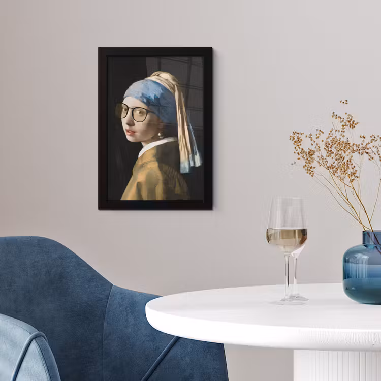 Meisje met de parel - Johannes Vermeer - Bril fotolijst zwart zonder passe partout klein -sfeer4