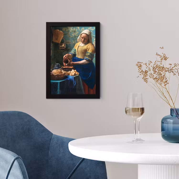 Melkmeisje - Amandelbloesem - Van Gogh - Vermeer - Schilderij - Oude meesters fotolijst zwart zonder passe partout klein -sfeer4