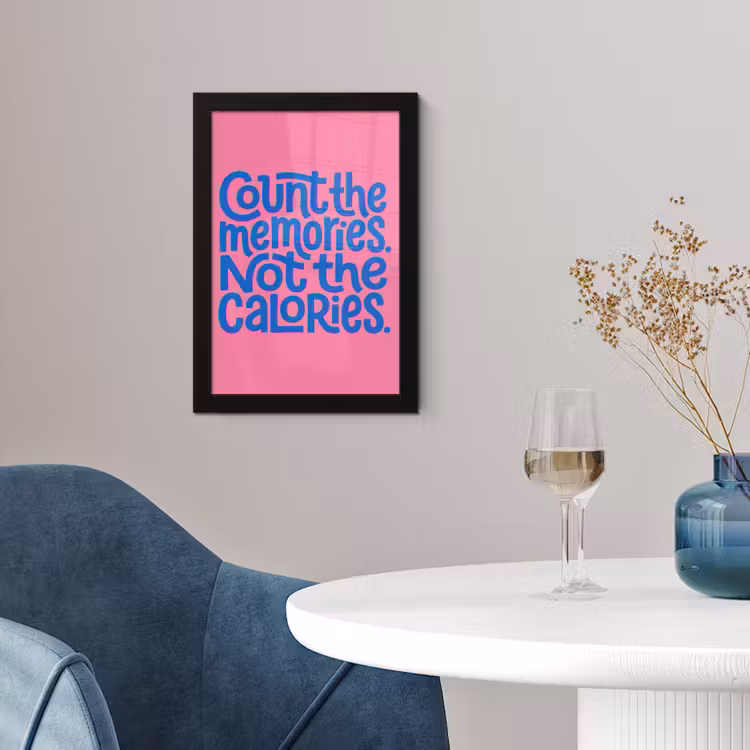 Memories - Roze - Blauw - Quote fotolijst zwart zonder passe partout klein -sfeer4