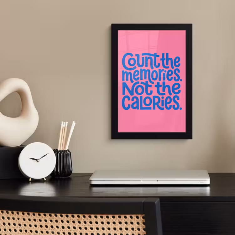 Memories - Roze - Blauw - Quote fotolijst zwart zonder passe partout klein -sfeer1