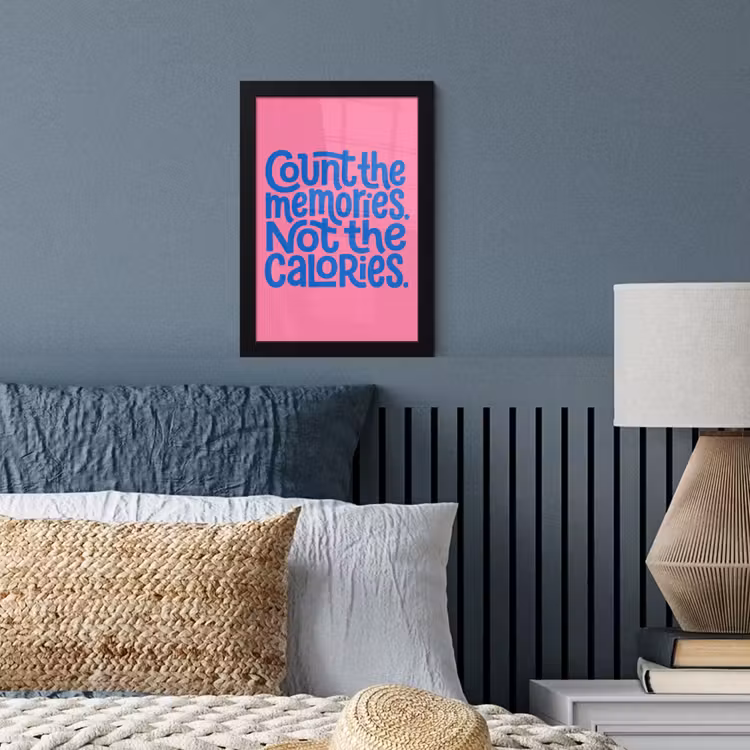 Memories - Roze - Blauw - Quote fotolijst zwart zonder passe partout klein -sfeer3