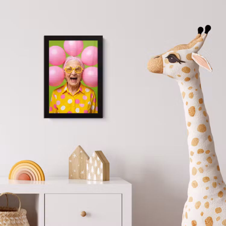 Mens - Ballonnen - Feest - Kleurrijk - Roze fotolijst zwart zonder passe partout klein -usfeer4_kinderkamer