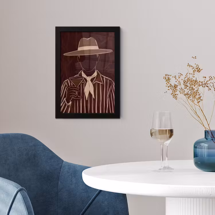 Mens - Hoed - Cocktail - Abstract - Bruin fotolijst zwart zonder passe partout klein -sfeer4
