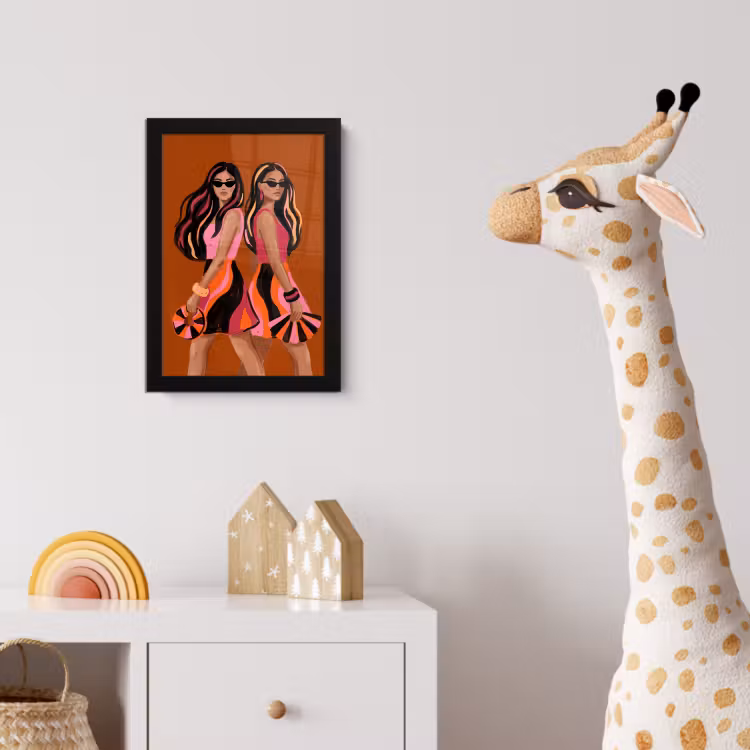 Mensen - Duo - Mode - Illustratie - Kleurrijk fotolijst zwart zonder passe partout klein -usfeer4_kinderkamer
