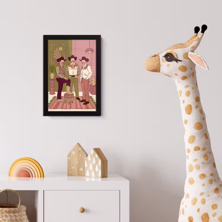 Mensen - Mannen - Hoeden - Retro - Interieur fotolijst zwart zonder passe partout klein -usfeer4_kinderkamer
