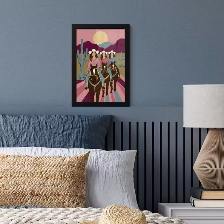 Mensen - Paard - Woestijn - Abstract - Roze fotolijst zwart zonder passe partout klein -sfeer3