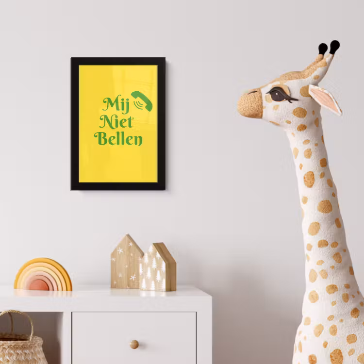Mij niet bellen - Telefoon - Geel fotolijst zwart zonder passe partout klein -usfeer4_kinderkamer