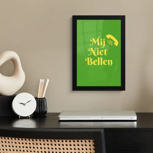 Mij niet bellen - Telefoon - Groen fotolijst zwart zonder passe partout klein -sfeer1