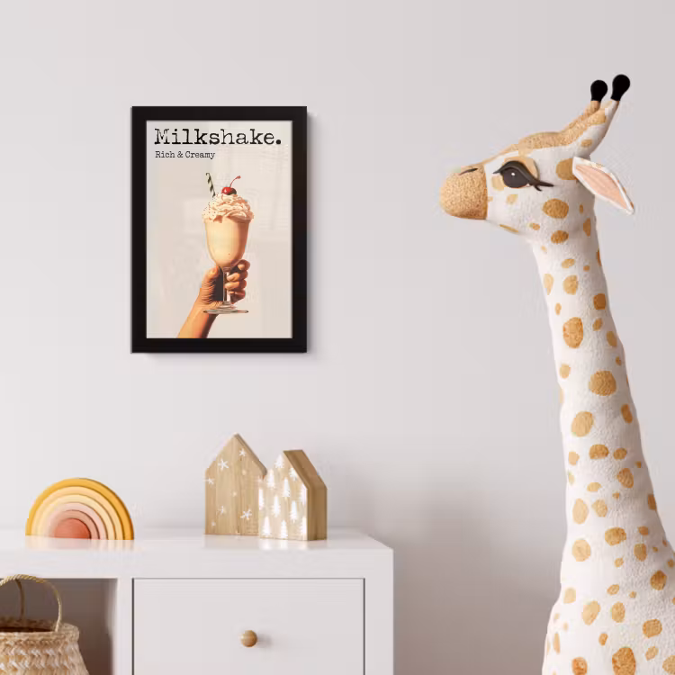 Milkshake - Kers - Rietje fotolijst zwart zonder passe partout klein -usfeer4_kinderkamer