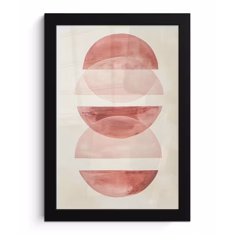 Minimalistisch - Cirkels - Roze fotolijst zwart zonder passe partout klein -3d