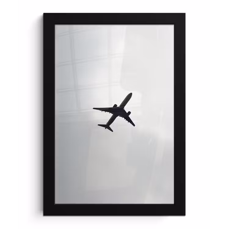 Minimalistisch - Silhouet - Zwart - Vliegtuig fotolijst zwart zonder passe partout klein -3d