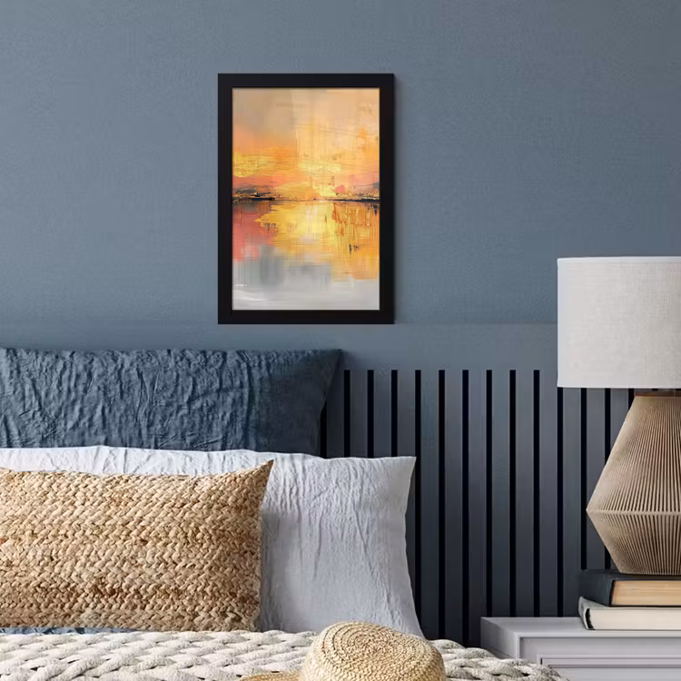 Modern - Abstract - Goud - Roze fotolijst zwart zonder passe partout klein -sfeer3