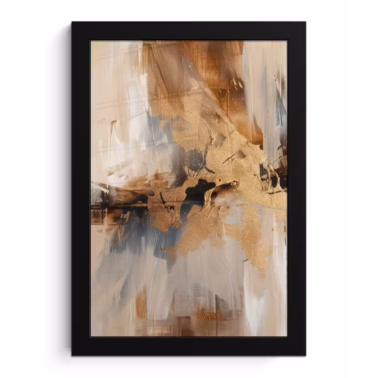 Modern - Bruin - Abstract - Beige fotolijst zwart zonder passe partout klein -3d