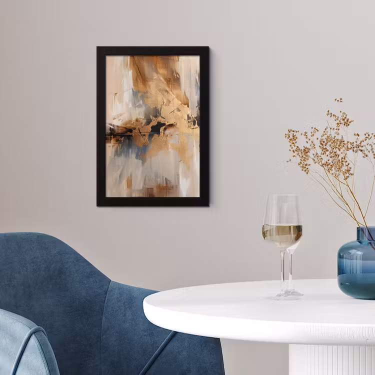Modern - Bruin - Abstract - Beige fotolijst zwart zonder passe partout klein -sfeer4