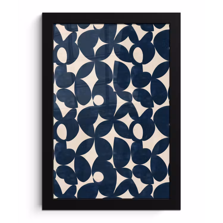 Modern - Geometrisch - Blauw fotolijst zwart zonder passe partout klein 224 -3d