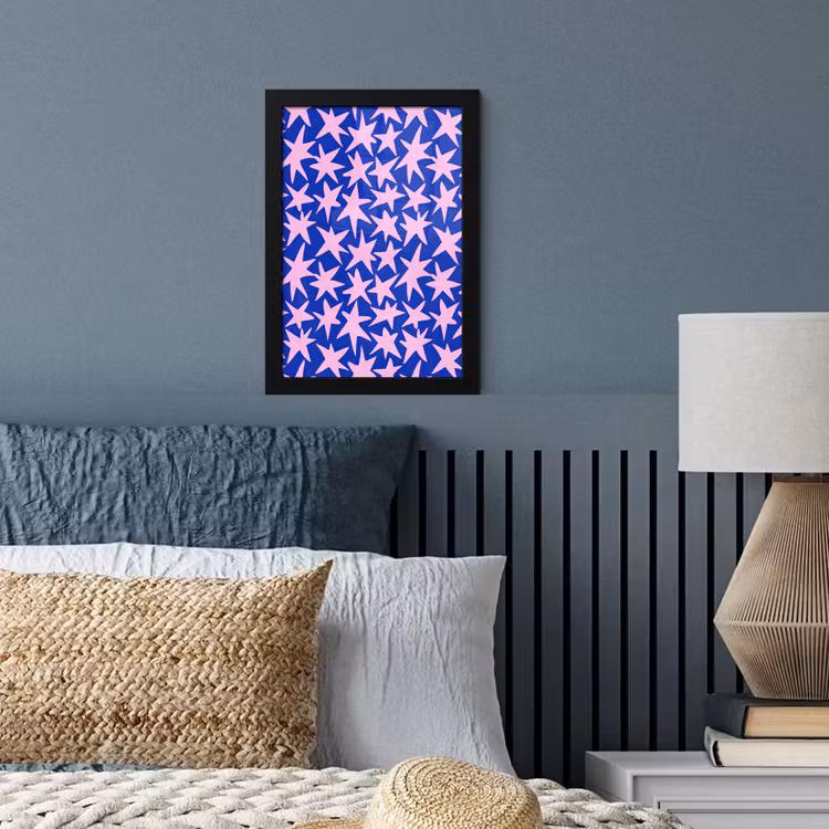 Modern - Sterren - Blauw fotolijst zwart zonder passe partout klein 224 -sfeer3