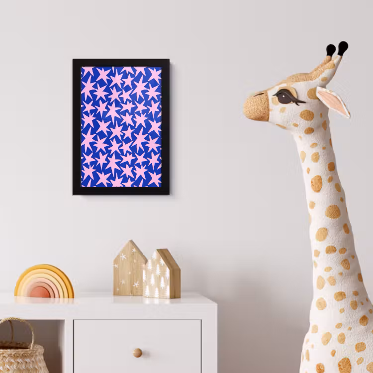 Modern - Sterren - Blauw fotolijst zwart zonder passe partout klein 224 -usfeer4_kinderkamer