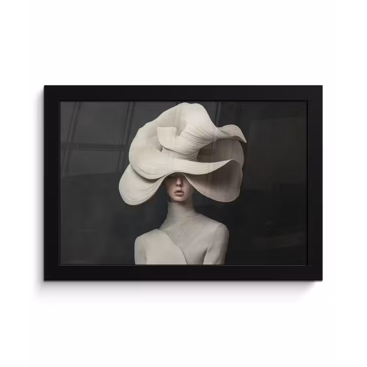 Modern - Vrouw - Hoed fotolijst zwart zonder passe partout klein -3d
