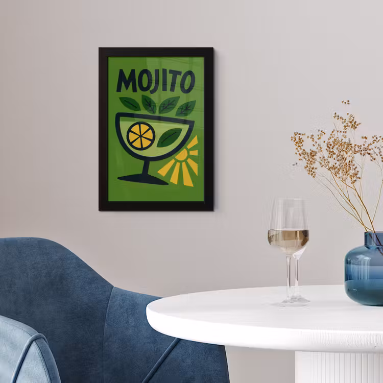Mojito - Cocktail - Citroen - Groen fotolijst zwart zonder passe partout klein -sfeer4