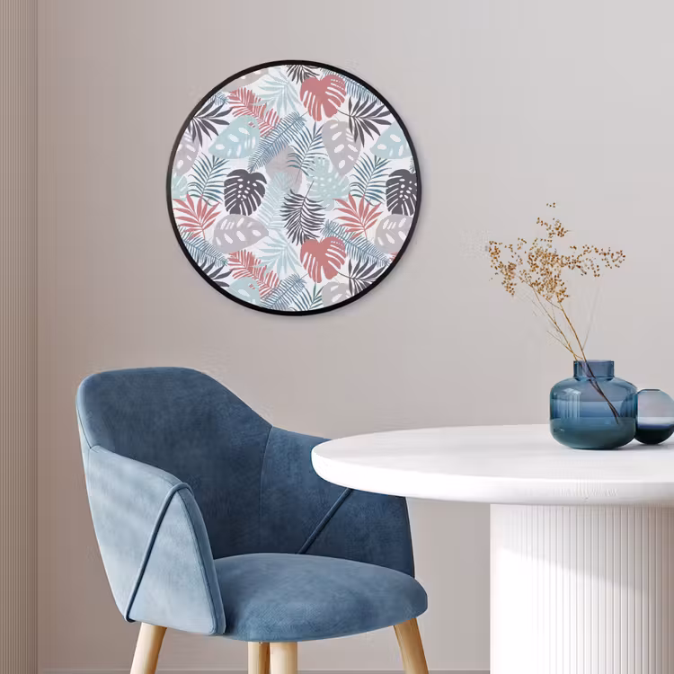 Monstera - Pastel - Bladeren - Tropical Fotolijst rond zonder passe partout klein -sfeer2