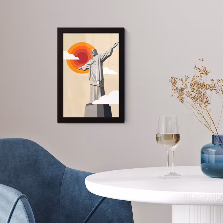 Monument - Stad - Zonsondergang - Minimalistisch - Oranje fotolijst zwart zonder passe partout klein -sfeer4