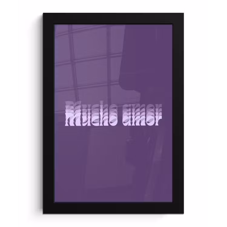 Mucho amor - Paars - Grafisch fotolijst zwart zonder passe partout klein -3d