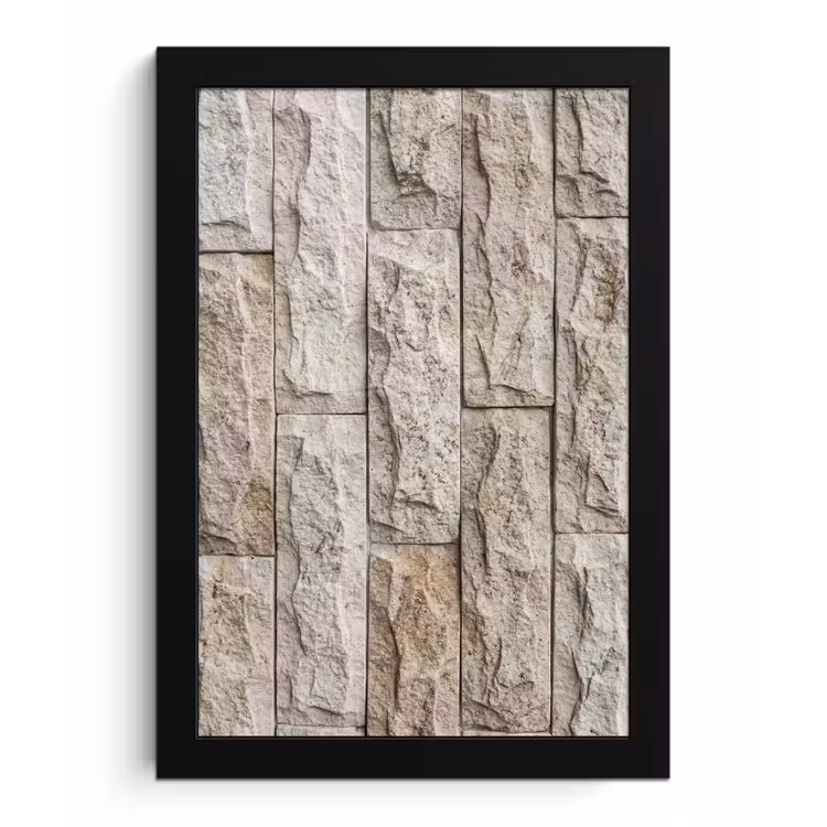 Muur - Steen - Ruw - Beige - Textuur fotolijst zwart zonder passe partout klein -3d
