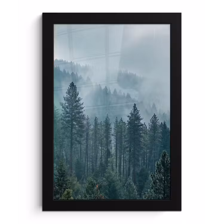 Naaldwoud - Bergen - Mist fotolijst zwart zonder passe partout klein -3d