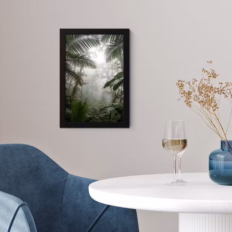 Natuur - Jungle - Mist - Groen - Bladeren fotolijst zwart zonder passe partout klein -sfeer4