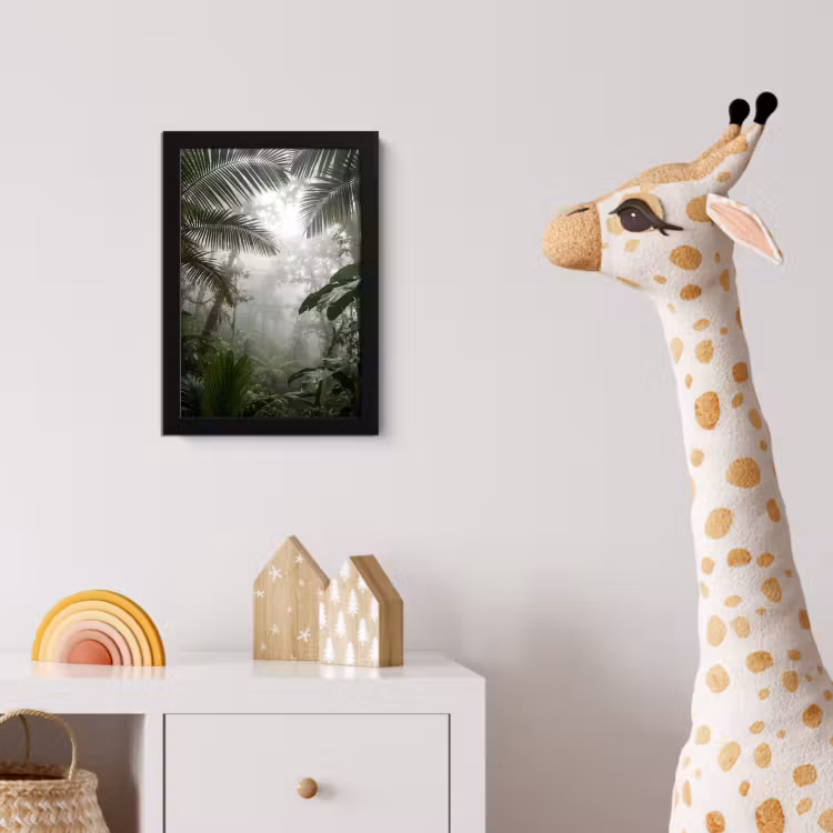 Natuur - Jungle - Mist - Groen - Bladeren fotolijst zwart zonder passe partout klein -usfeer4_kinderkamer