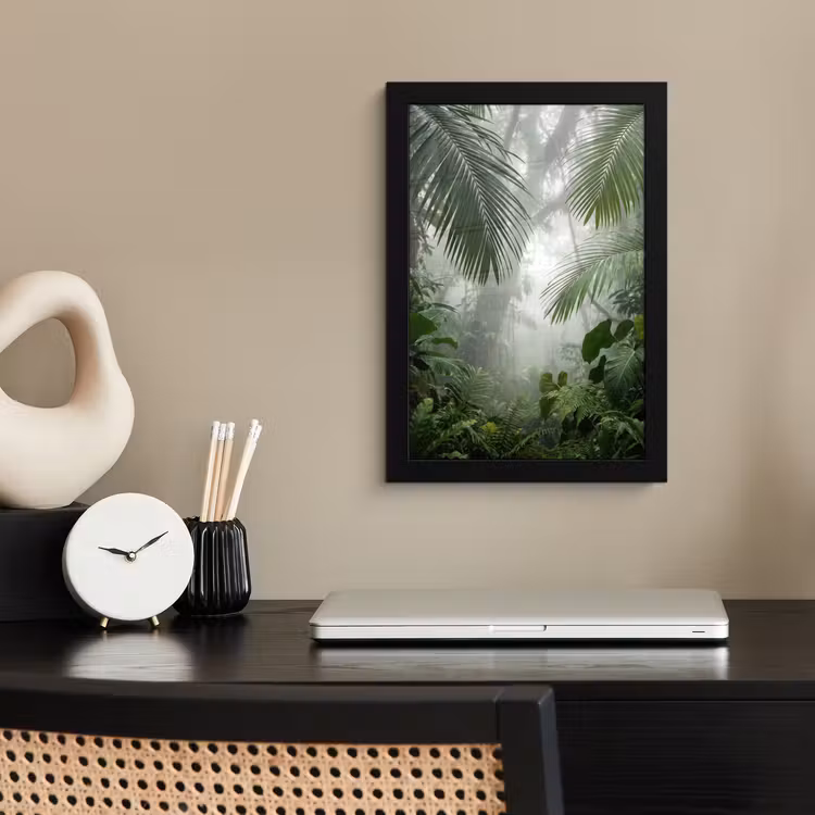 Natuur - Jungle - Mist - Tropisch - Groen fotolijst zwart zonder passe partout klein -sfeer1
