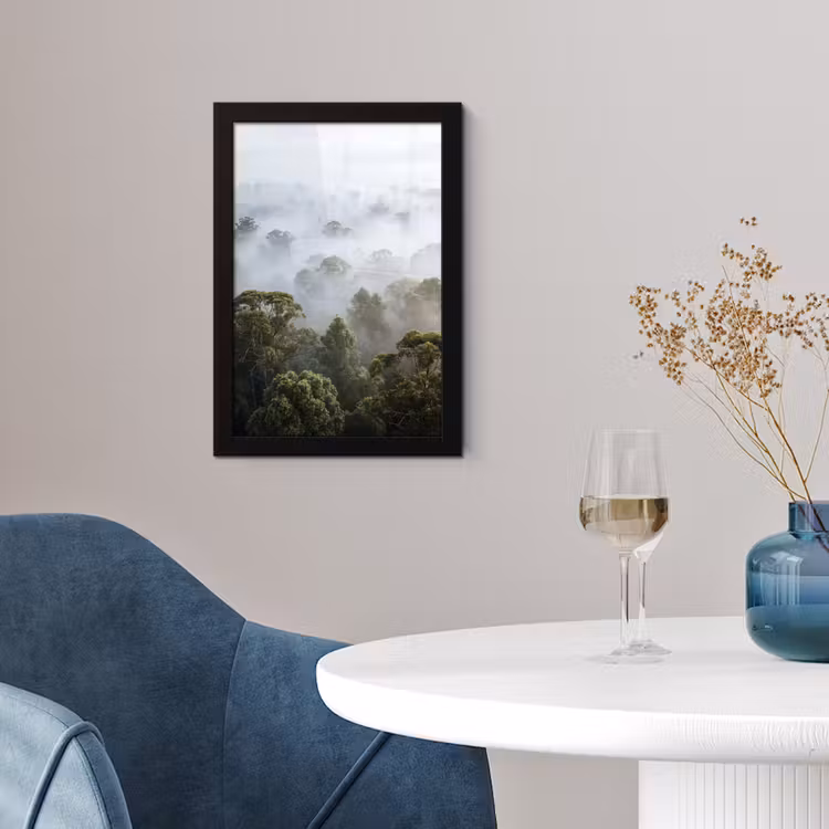 Natuur - Mist - Bos - Ochtend - Goud fotolijst zwart zonder passe partout klein -sfeer4