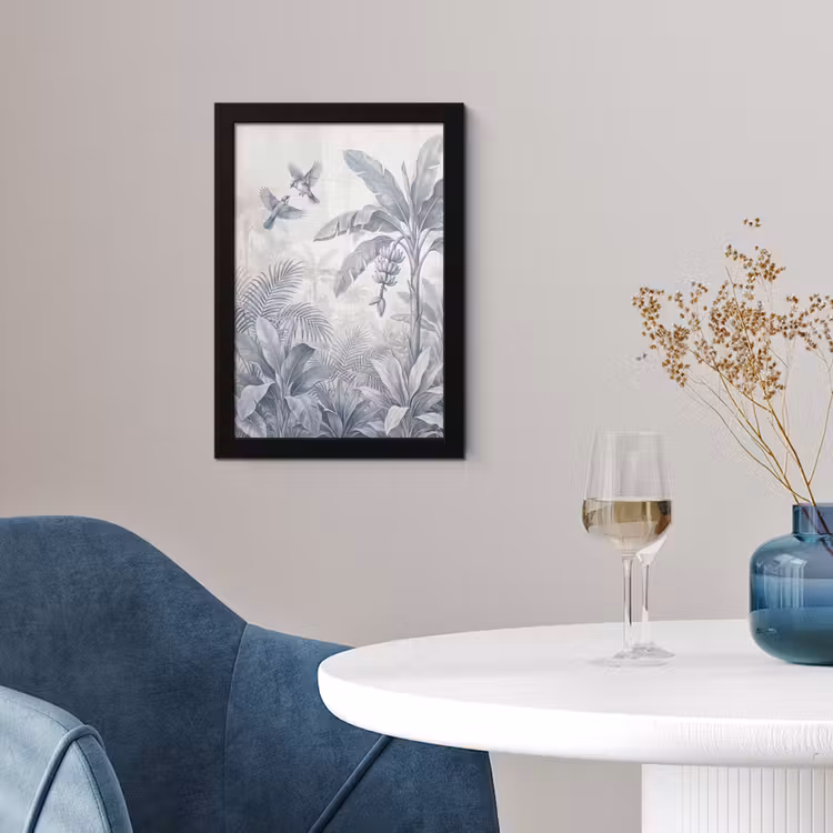 Natuur - Vogel - Jungle - Illustratie - Blauw fotolijst zwart zonder passe partout klein -sfeer4