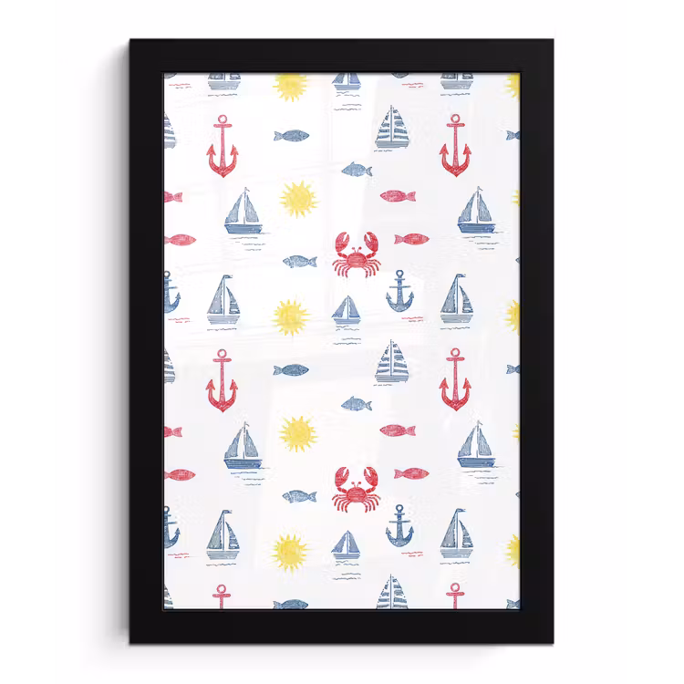 Nautisch - Illustraties - Kleurrijk fotolijst zwart zonder passe partout klein 224 -3d