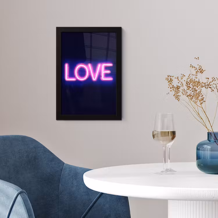 Neon - Love - Valentijn fotolijst zwart zonder passe partout klein -sfeer4