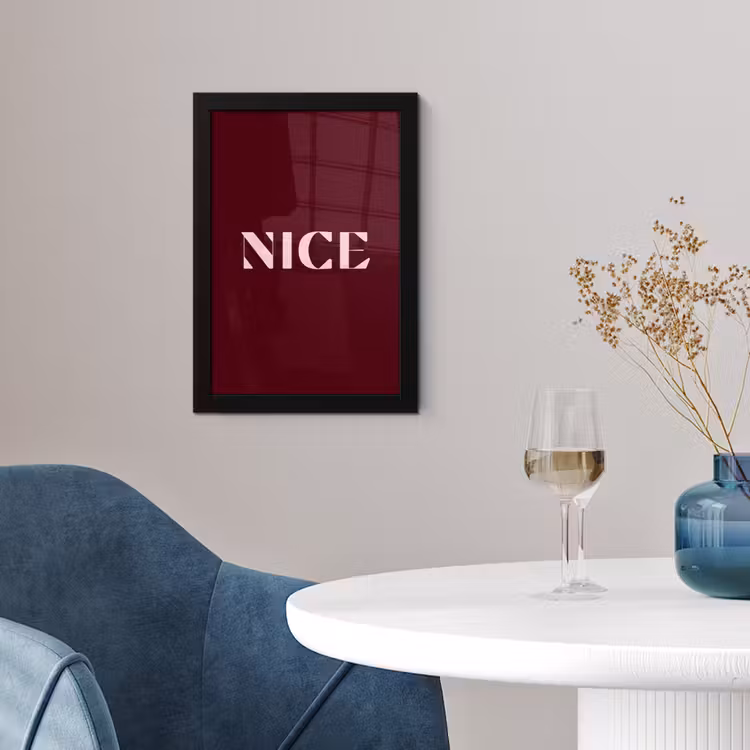 Nice - Bordeaux - Roze fotolijst zwart zonder passe partout klein -sfeer4
